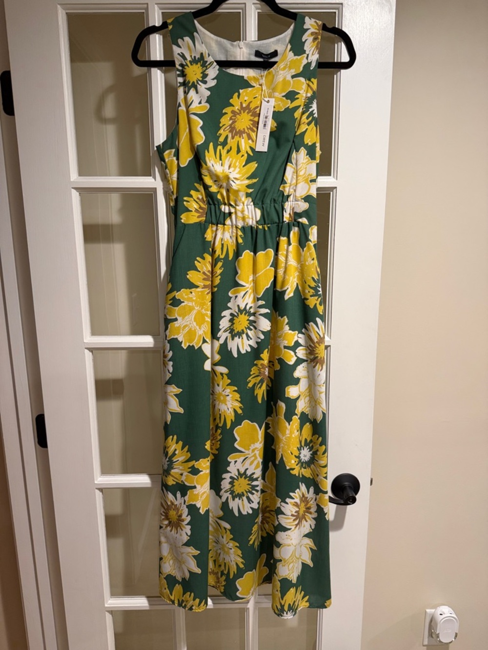 DREW Green Floral Maxi Dress with Yellow & White Blooms